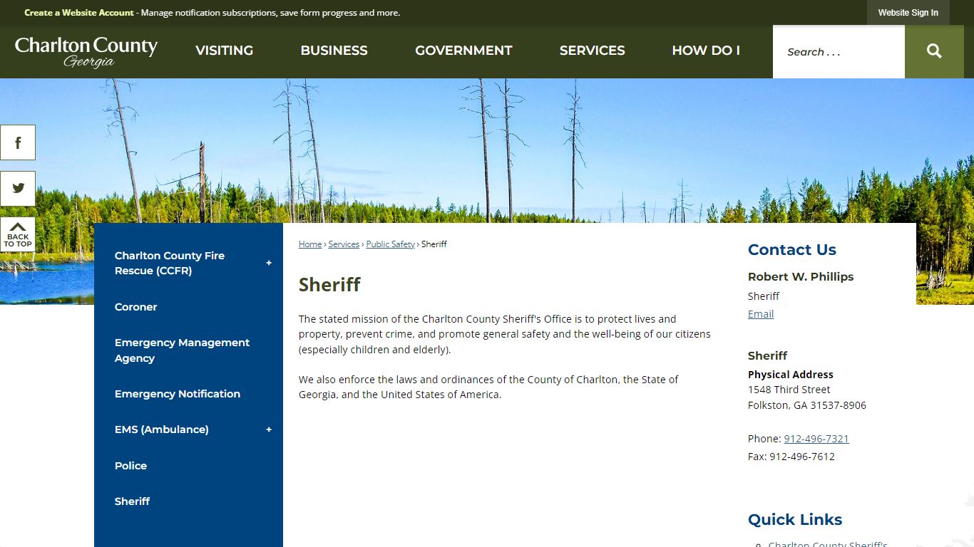 Sheriff | Charlton County, GA - Official Website