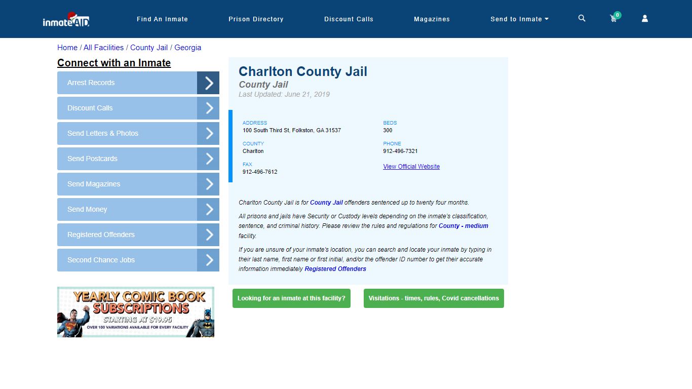 Charlton County Jail - Inmate Locator - Folkston, GA